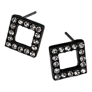 New Crystal Stud Earrings Hematite Tone - 8N